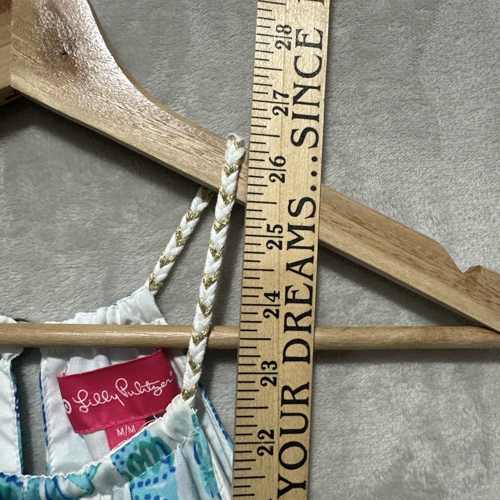 Lilly‎ Pulitzer Halter Top M Blue Green Starfish Sand Dollar Braided Rope Strap - Picture 7 of 7